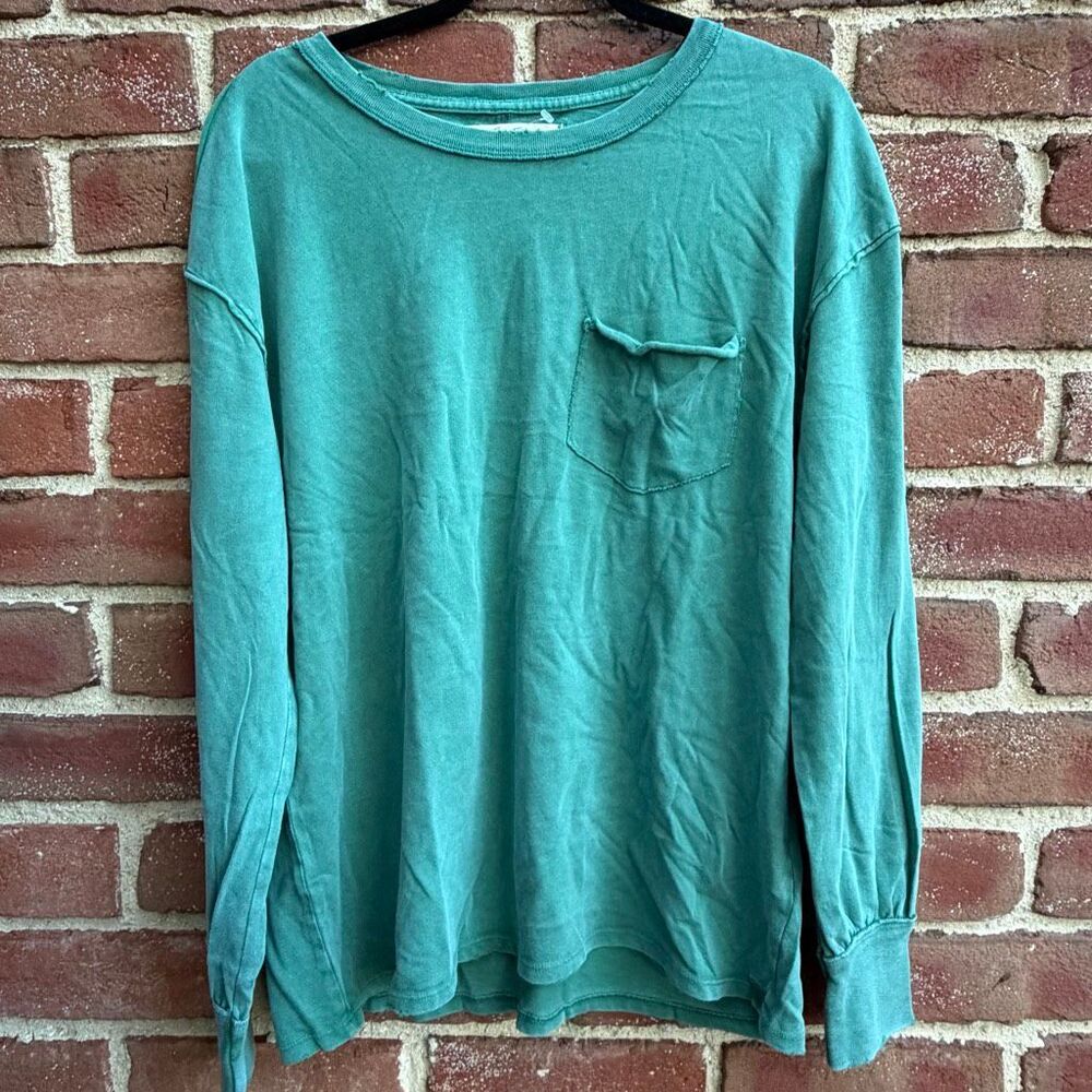 Free People We The Free Fade Into You Long Sleeve Tee shirt in green L NWOT
